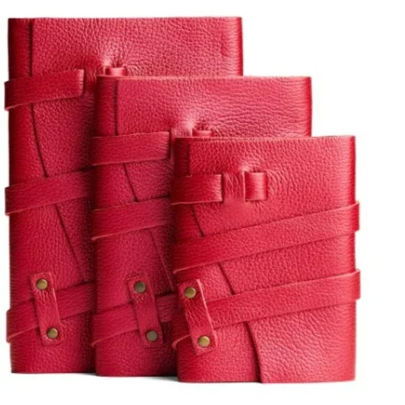 PORTLAND LEATHER WRAP NOTEBOOK IN BURGUNDY - Picture 2 of 3